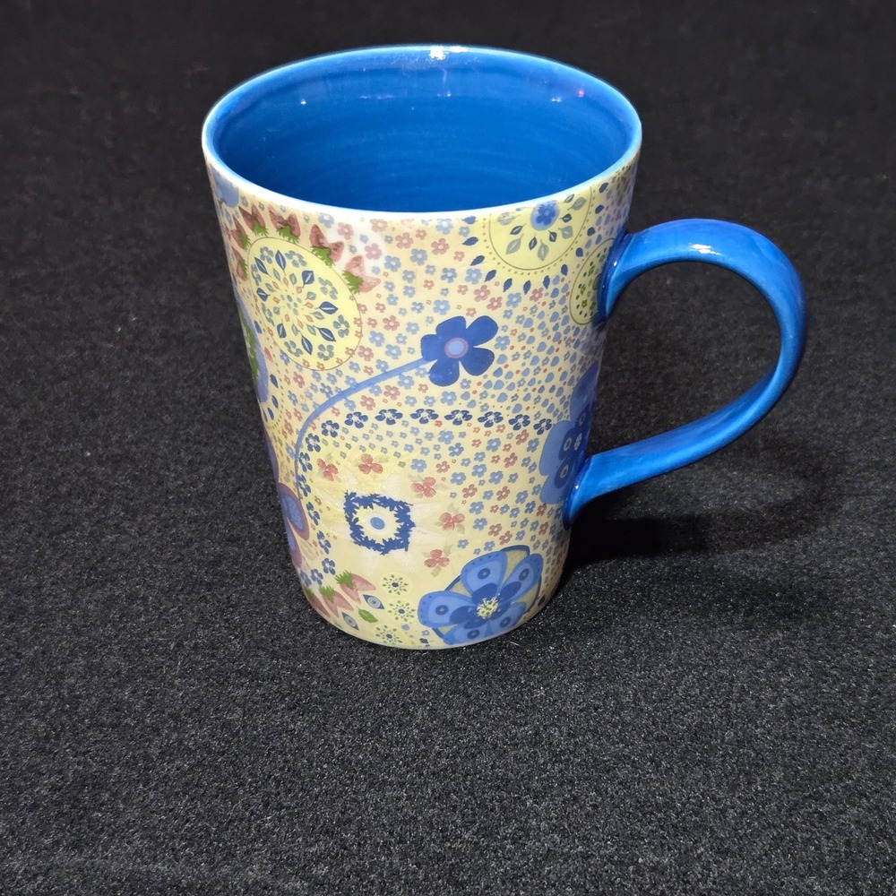 2007 Starbucks Coffee Floral Paisley Ceramic Mug Blue 13oz Collectible *note